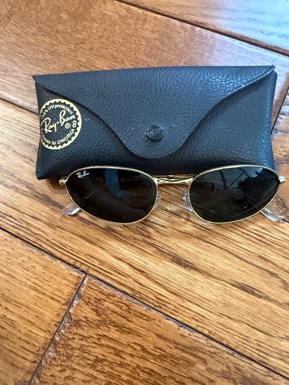 Ray-Ban Gold Frame Sunglasses with Black Lenses